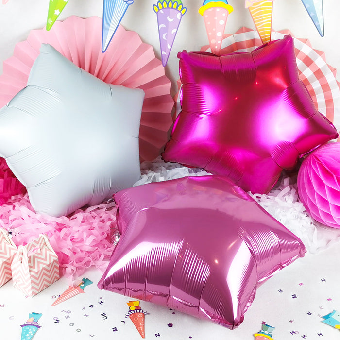 3er Set Stern Folien Luftballons Kinder Geburtstag Party Schuleinführung JGA Hochzeit rosa pink weiß