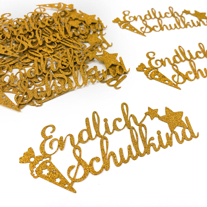 Endlich Schulkind Konfetti gold für Schuleinführung Einschulung Schulanfang Streudeko Tischdeko