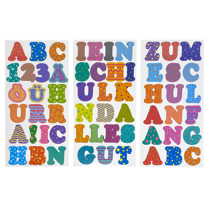 ABC 123 Buchstaben Zahlen Sticker Set 59 Aufkleber für Schuleinführung Einschulung Basteln - bunt