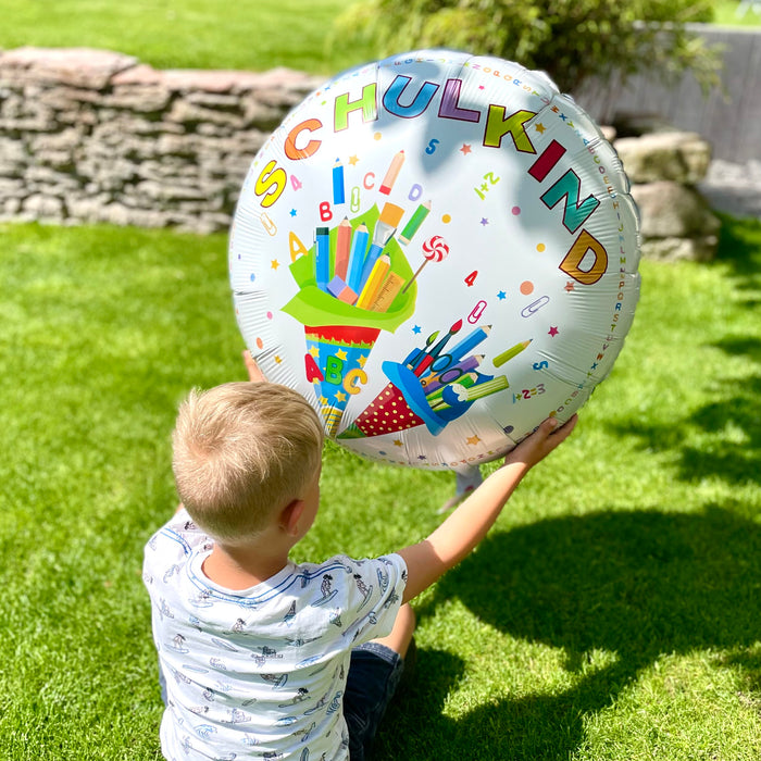 Schuleinführung Einschulung Deko Set - Folienballon Schulkind + 40 Servietten + 30 Pappteller + 30 Pappbecher