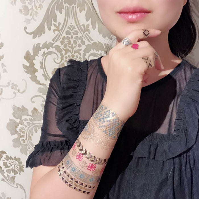 Temporäre Klebetattoos Schmuck Armband Tattoos Tättowierung gold