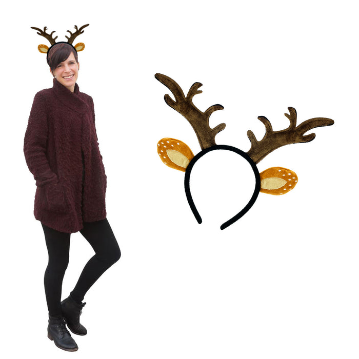 Haarreifen Rentier Hirsch Reh Geweih Ohren Haarreif in Braun Kopfschmuck Accessoire für Weihnachten