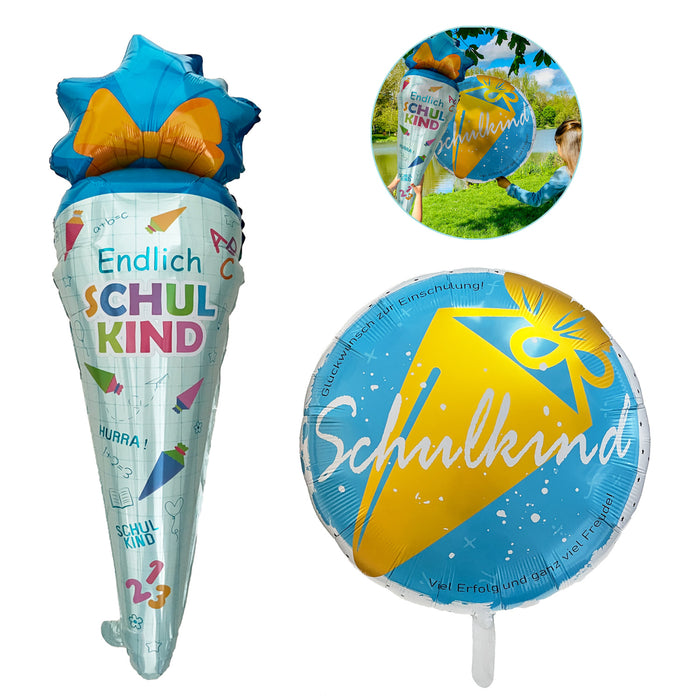 Schulkind + Zuckertüte Folien Luftballons für Schuleinführung Schulanfang Einschulung Dekoration Ballon