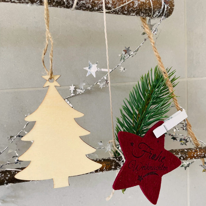 Holzanhänger Set 60 Stk. Holz Deko Weihnachten Weihnachtsbaum Anhänger Christbaumschmuck Weihnachtsdeko