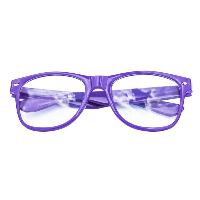 Nerdbrille Hornbrille 80s Retro Nerd Streber Brille - lila