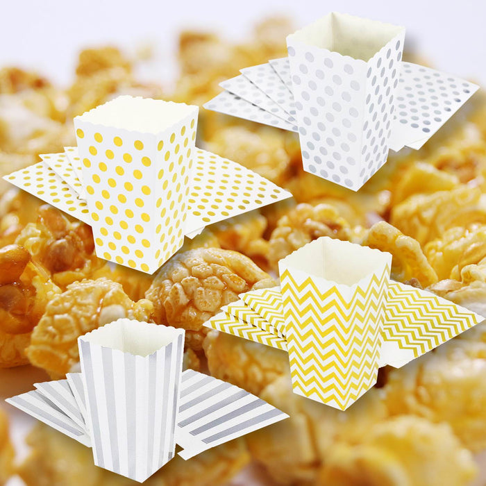 Popcorn Schachtel Tüte Snack Box 32 Stk. Tisch Deko Tüten - silber gold