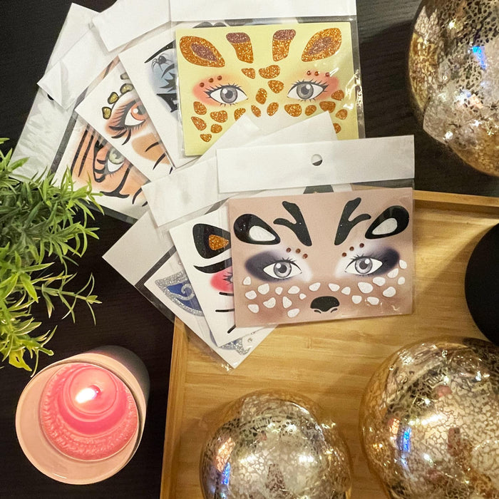 Tiger Gesicht Sticker Set Tiergesicht Aufkleber für Fasching Karneval Geburtstag Kinder Motto Party