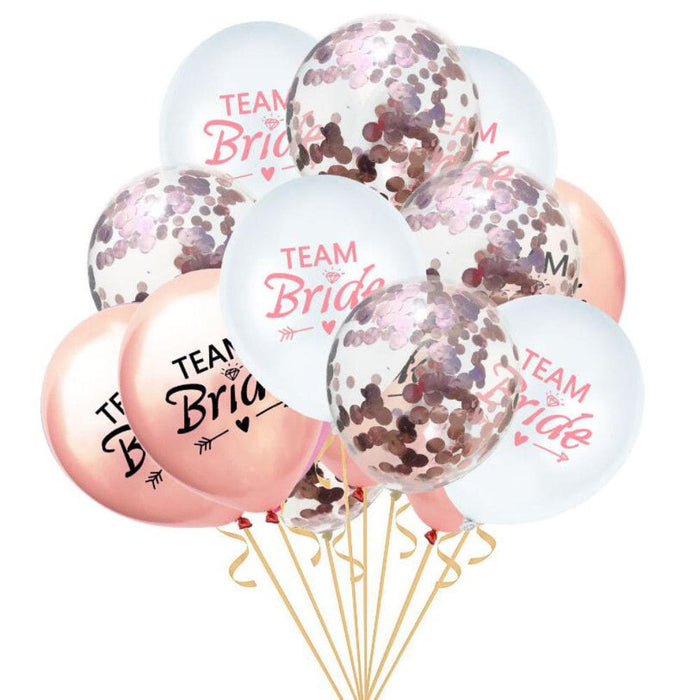 Team Bride Konfetti Luftballon Set 15 Stk JGA Hochzeit Hen Party Mix