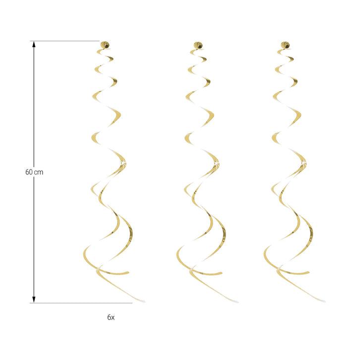 6 Wirbel Spiral Deckenhänger Girlande mit Spiegeleffekt Hängedeko - champagner