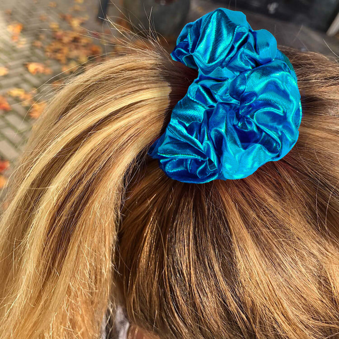 Scrunchie Haargummi Zopfgummi Haarband für Mädchen Damen 80er Jahre 80s Motto Kostüm Party - türkis