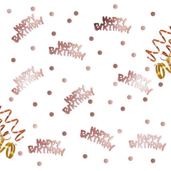 Konfetti Set Happy Birthday + Punkte für Geburtstag Jubiläum über 2500 Stück Tisch Deko Streudeko - roségold