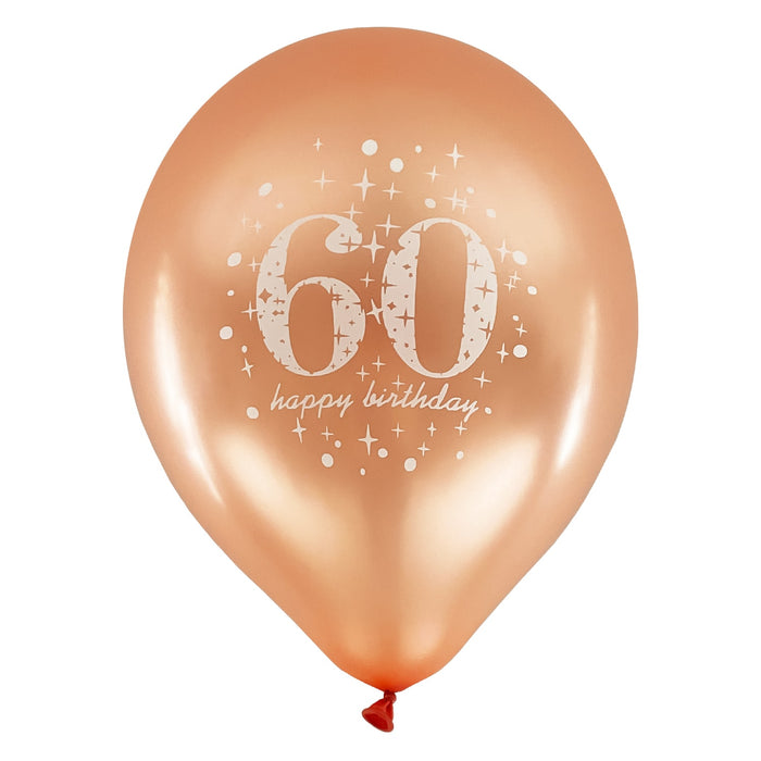 Luftballons Set 60. Geburtstag in Roségold – 6 Ballons mit „60“ & „Happy Birthday“, 25-30 cm – Perfekte Deko für Party, Feier & Hängedeko