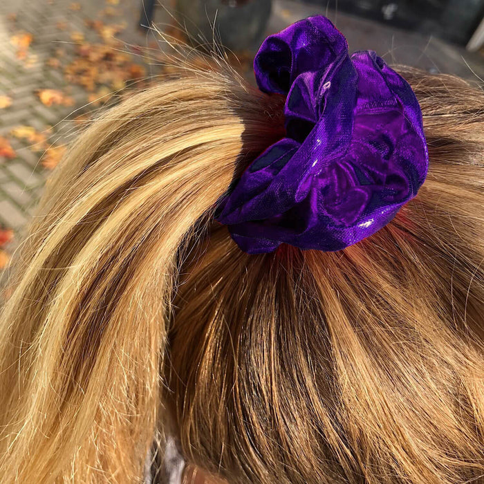 Scrunchie Haargummi Zopfgummi Haarband für Mädchen Damen 80er Jahre 80s Motto Kostüm Party - lila