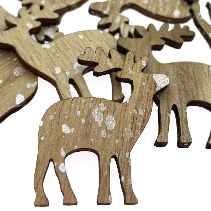 Holz Rentier Hirsch Konfetti 12 Stk. als Tisch Streu Deko für Weihnachten DIY Dekoration Basteln