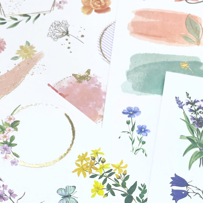 65 Vintage Sticker Blumen Schmetterlinge Namen Aufkleber zum Basteln Scrapbooking Dekoration Verzierung