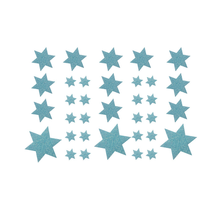 68 Sterne Sticker Aufkleber Glitzernd für Weihnachten Weihnachtsdeko Weihnachtssterne - hellblau