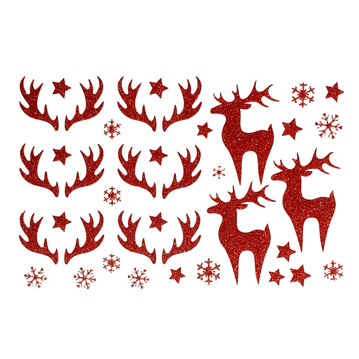 78 Weihnachts Sticker Xmas Glitzer Aufkleber für Weinachten Rentier uvm. Weihnachtsdeko - rot