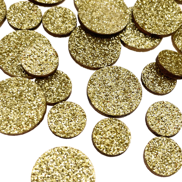 Holz Konfetti Rund Streudeko Tisch Deko für Silvester Weihnachten Geburtstag Fasching Motto Party - gold