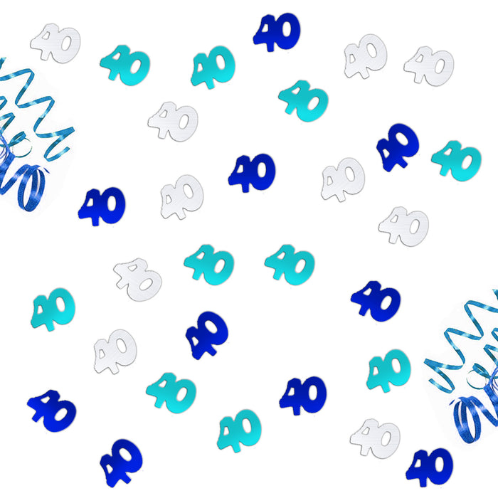 Konfetti 40. Geburtstag Jubiläum über 2500 Stück Zahl 40 Tisch Deko Streudeko - blau türkis silber
