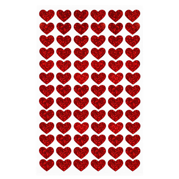 780 Herz Sticker Herzen Aufkleber Rot Hologramm Effekt Glitzernd zum Basteln Scrapbooking Dekoration Verzierung