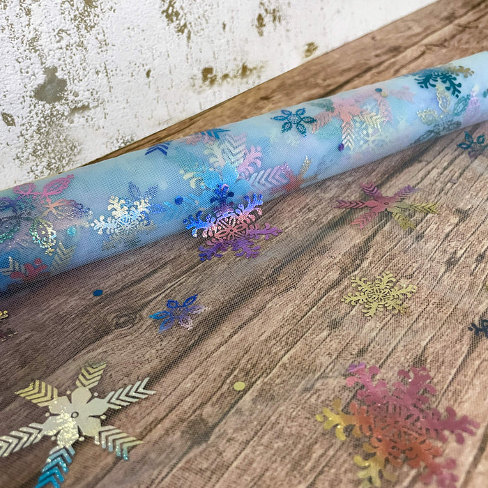 Tischläufer Schneeflocken Schneekristalle Tischband metallisch Schnee Läufer Tischdeko für Weihnachten Silvester Deko