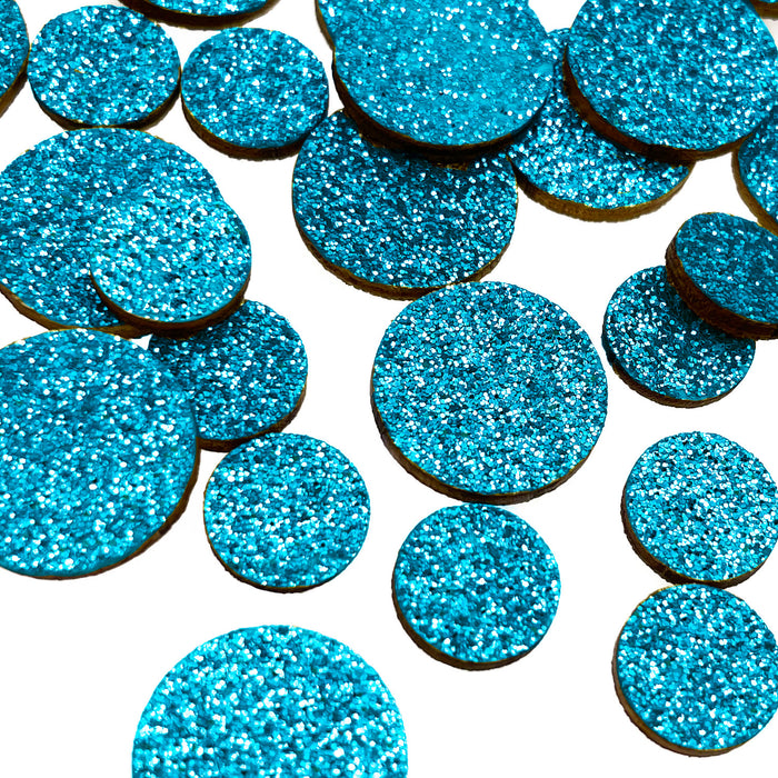 Holz Konfetti Rund Streudeko Tisch Deko für Silvester Weihnachten Geburtstag Fasching Motto Party - türkis