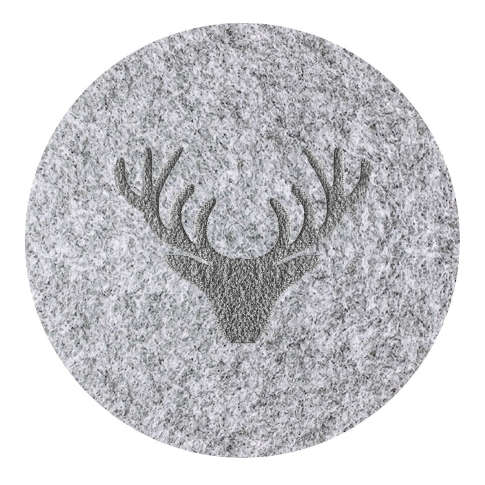 Filzuntersetzer Rentier Hirsch Rund 10 cm 4er Pack - Getränke Untersetzer als Tisch Dekoration für Weihnachten uvm. - grau