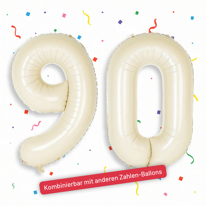 1x Folien Luftballon mit Zahl 9 für Geburtstag Jubiläum Party Deko Ballon - creme