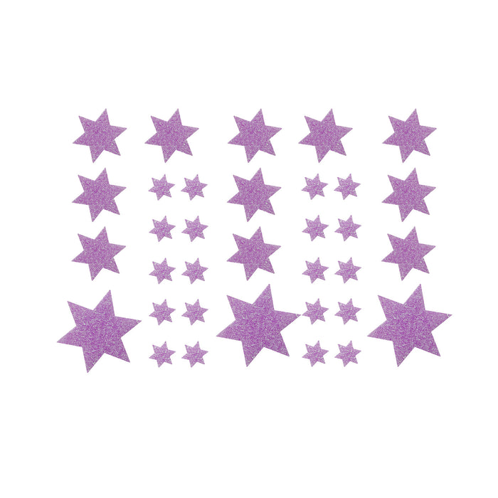 68 Sterne Sticker Aufkleber Glitzernd für Weihnachten Weihnachtsdeko Weihnachtssterne - helllila