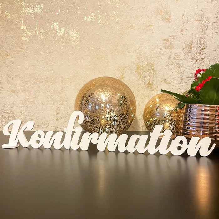 Schriftzug Konfirmation aus Holz als Tischdeko für Konfirmation Deko Dekoration Junge Mädchen - weiß