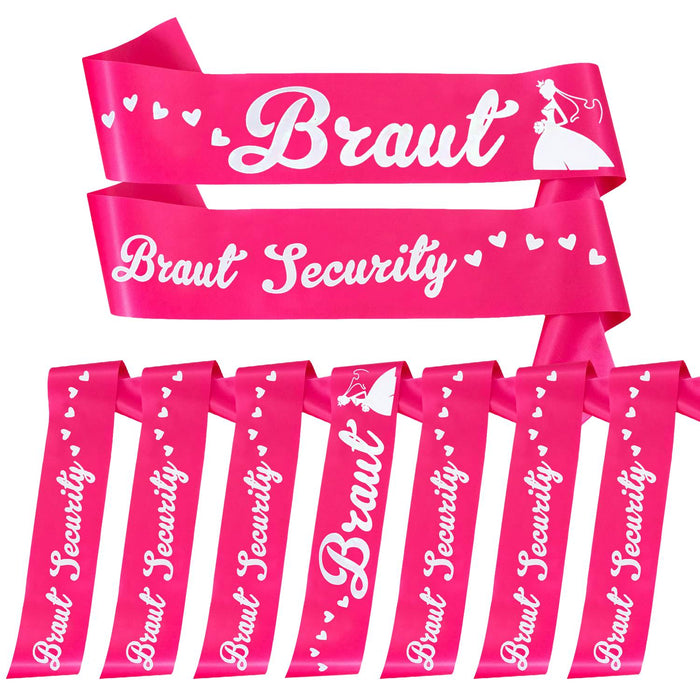 Schärpe Braut + Braut Security Schärpen Set JGA Hen Party Bride to be pink