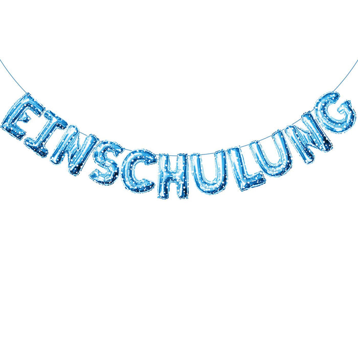 Einschulung Folienballon Girlande Schuleinführung Schulanfang Feier Deko blau