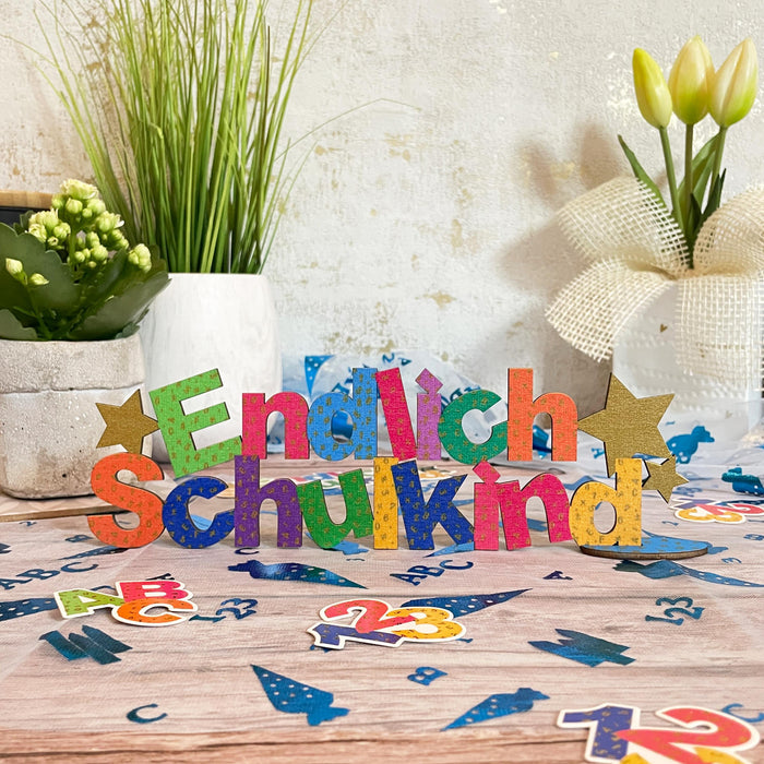 Tischläufer Tischband für Schuleinführung mit Zuckertüten 123 ABC 290 cm x 29 cm Einschulung Deko Jungs - blau