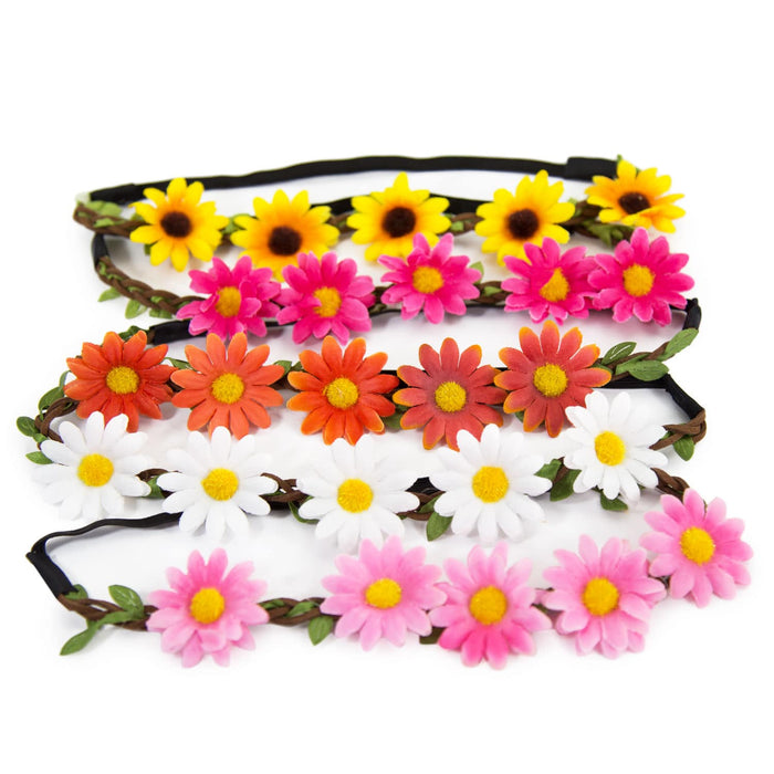 Blumen Haarband Stirnband Haarschmuck Bohemia Kopfschmuck Blumenkranz - weiß