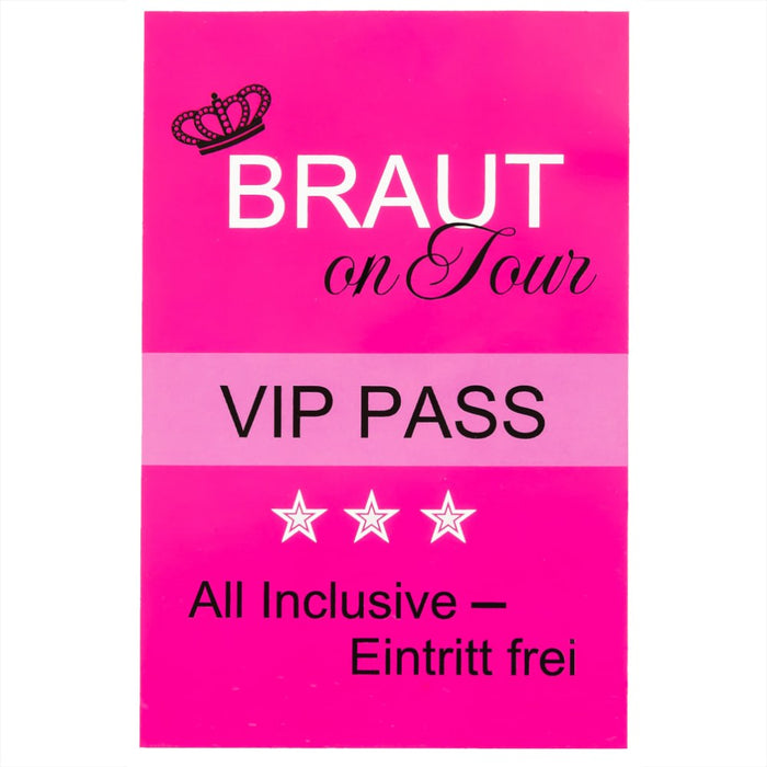 VIP Pass Ausweis Braut JGA Junggesellinnenabschied Hochzeit