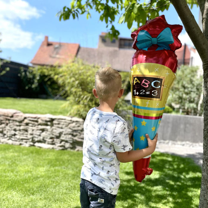 Schuleinführung Schulanfang Einschulung Deko Set - Folien Ballon Zuckertüte + 2x HURRA Schulkind Luftballons