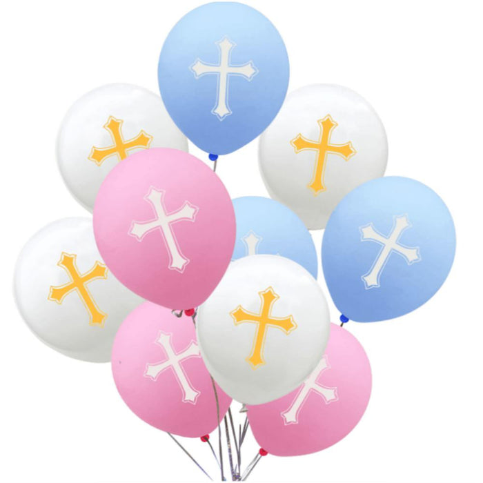 Kreuz Folien Luftballon Set 8 Stk. Taufe Kommunion Konfirmation Geburtstag Deko