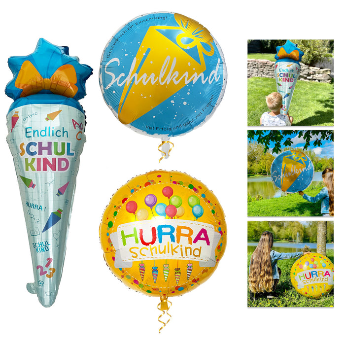 2x Schulkind + Zuckertüte Folien Luftballons für Schuleinführung Schulanfang Einschulung Dekoration Ballon