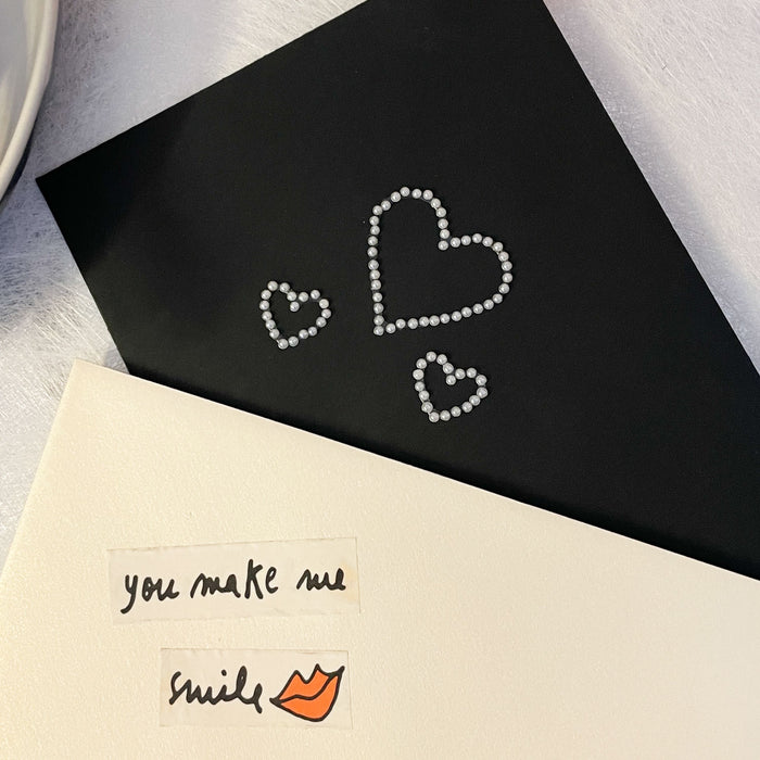 Herz Sticker Perlen Aufkleber zum Verzieren Scrapbooking Basteln für Hochzeit JGA Valentinstag - weiß