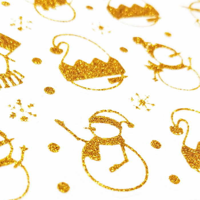 78 Weihnachts Sticker Xmas Glitzer Aufkleber für Weinachten Schneemann uvm. Weihnachtsdeko - gold