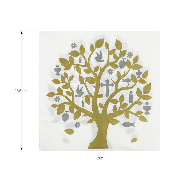 20 Lebensbaum Servietten mit Baum des Lebens Motiv Deko für Kommunion Taufe Konfirmation Taufdeko Tischdeko