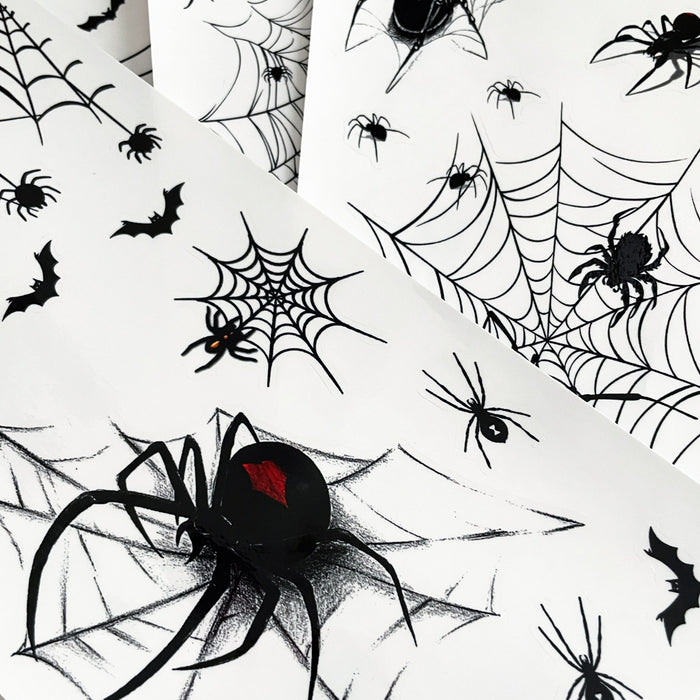 Sticker Set Spinnen mit Spinnennetz Aufkleber zum Verzieren Scrapbooking Basteln für Halloween Deko