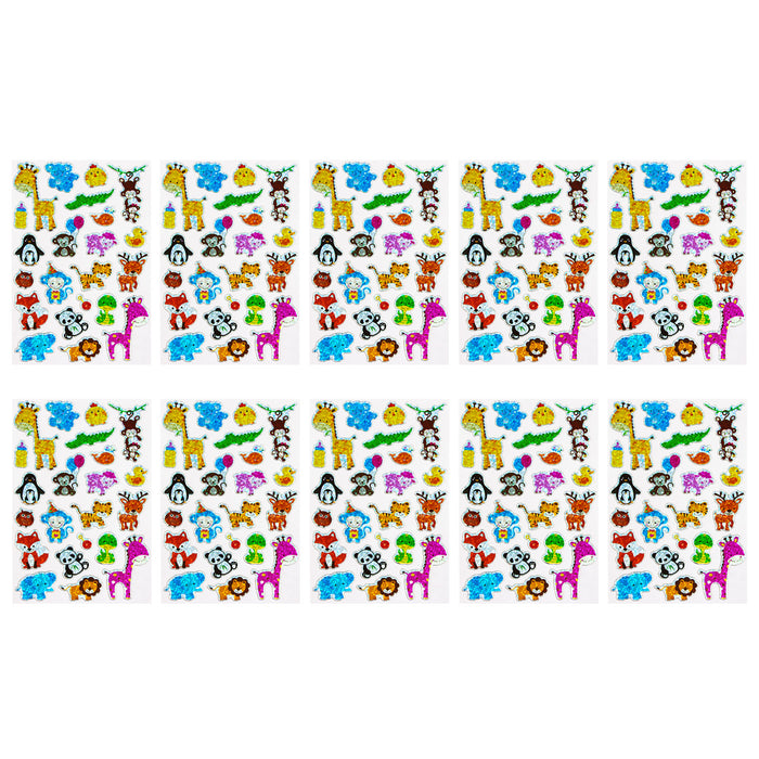 220 Zoo Tiere Sticker Tier Aufkleber + Babyrassel Babyflasche zum Basteln Spielen Scrapbooking