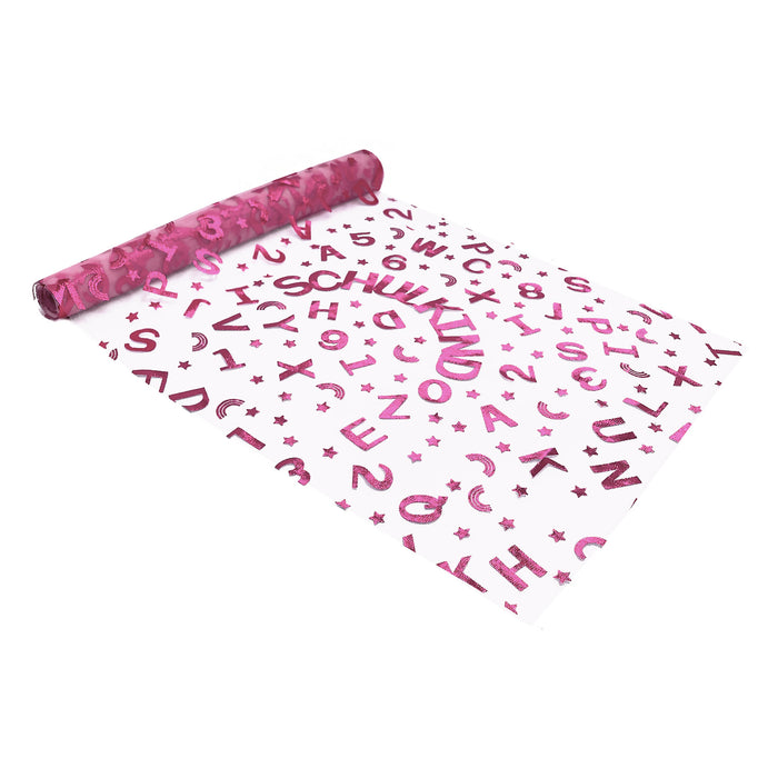 Tischläufer Tischband für Schuleinführung mit Zuckertüten 123 ABC 290 cm x 29 cm Einschulung Deko Mädchen - rosa