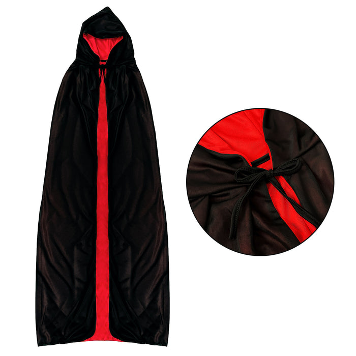 Umhang schwarz rot Cape für Hexe Zauberer Kostüm Accessoire für Halloween Karneval Fasching Motto Party