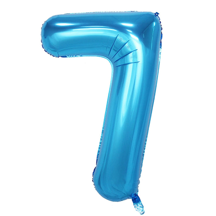 1x Folien Luftballon mit Zahl 7 Kinder Geburtstag Jubiläum Party Deko Ballon blau