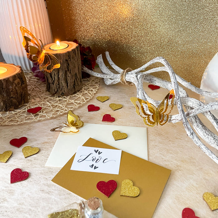 25 Holz Herzen rot Glitzer Konfetti Holzdeko Tischdeko Streudeko für JGA Hochzeit Valentinstag Party zum Basteln