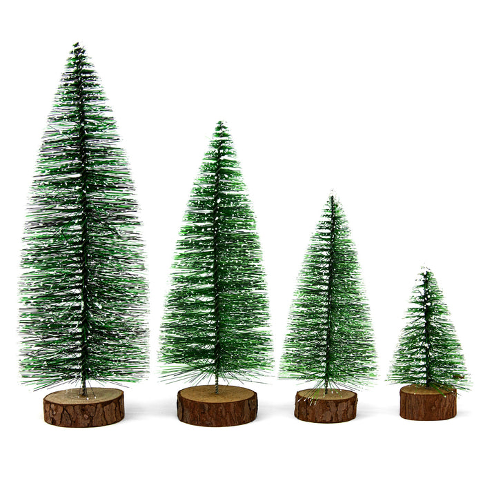 4er Set Tannenbäume mit Schnee Deko Weihnachtsbaum Christbaum Tannenbaum Tanne für Weihnachten