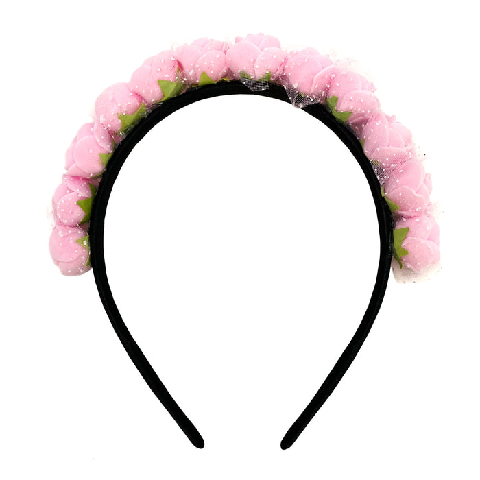 Rosen Haarreifen Blumen Haarreif Braut JGA Hochzeit Fasching Karneval Damen Kopfschmuck - rosa