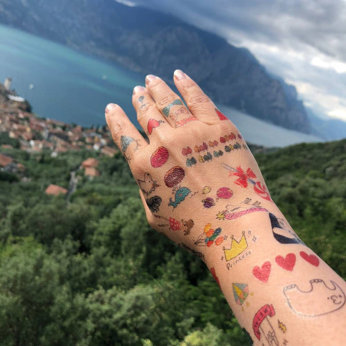 120 Temporäre Klebetattoos Kinder Tattoo Set - verschiedene Motive